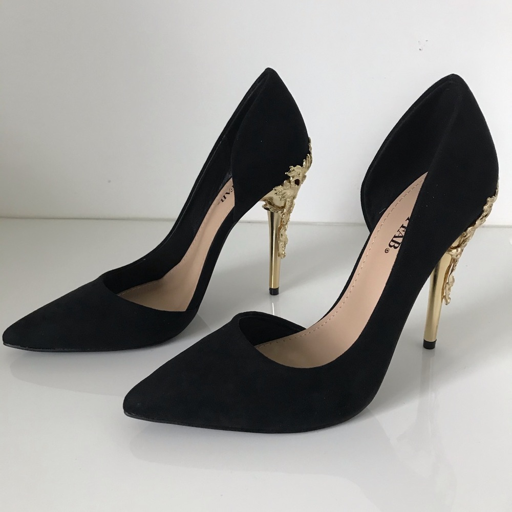 NEW! JustFab - Black Katniss Embellished Heel Pump